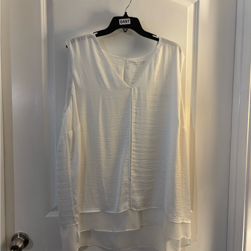 Violet & Claire Flowy White Sleeveless Top sz 3X